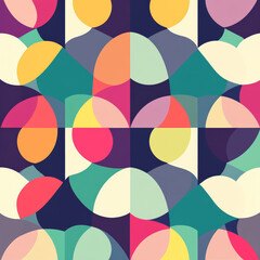 Colorful abstract pattern featuring geometric shapes and forms