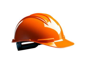 Construction safety, blue hard hat on a blue background. essential personal protective equipment for workplace safety and protection