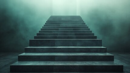 Fototapeta premium Steps leading upwards through mist, conceptualizing journey, achievement, or progress