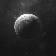 Fototapeta premium Celestial View of a Dark Planet in a Cosmic Space Environment