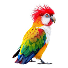 Obraz premium Colorful tropical bird with red eye and sharp beak isolated on transparent background