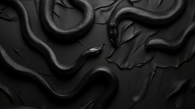 Abstract black background with black snake texture