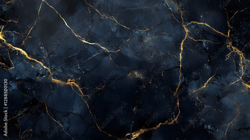 Aufkleber stunning dark marble textured background with golden fractal patterns and intricate elegant luxury d