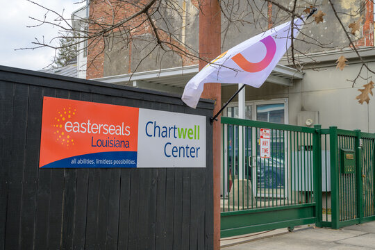 New Orleans, LA, USA - February 7, 2025: Easter Seals Louisiana Sign on the Chartwell Center a Non-profit School on Magazine Street in the Lower Garden District