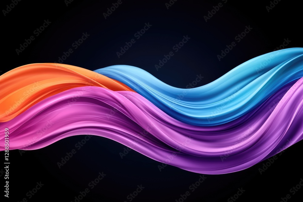 Poster colorful abstract wave design flowing on black background