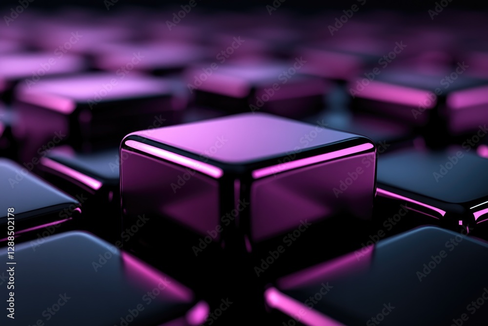 Aufkleber shiny purple cubes forming an abstract pattern in a grid formation