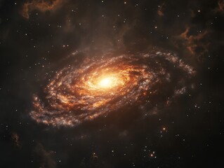 Obraz premium Magnificent Spiral Galaxy in Deep Space: A Celestial Tapestry of Cosmic Dust and Stars