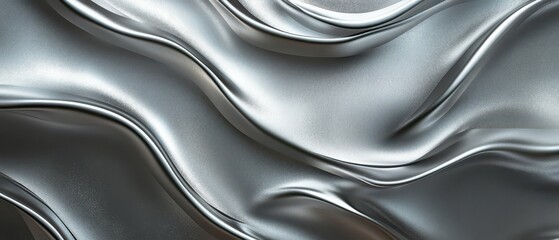 Fototapeta premium Abstract brushed silver waves on a metallic surface, elegant and modern