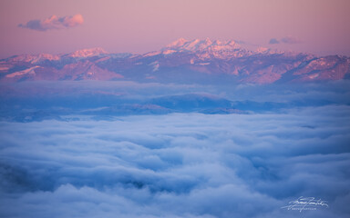 clouds and fog with mountains