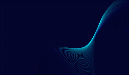 A dark blue abstract waving lines pattern on background for technology and AI concepts with dark background, Modern purple blue gradient flowing wave lines. Futuristic technology Vector.