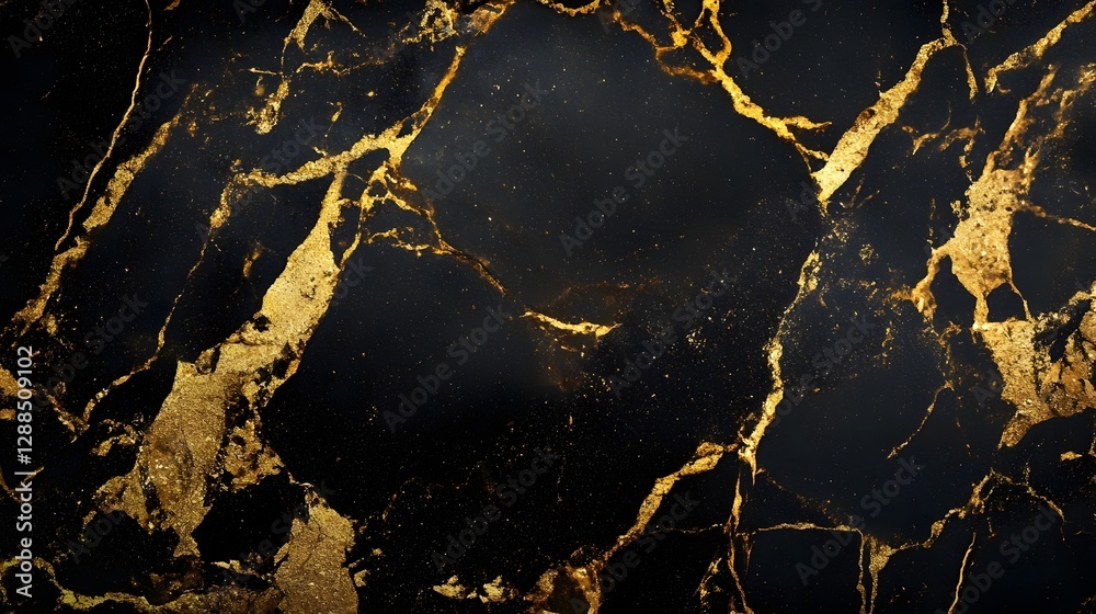 Leinwandbilder the dramatic and elegant golden veins in the dark marble texture create a captivating and premium ab