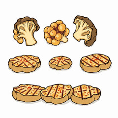 Charred Cauliflower Steaks with Spices A Bold and Nutty Flavor Black Outline Vector Illustration