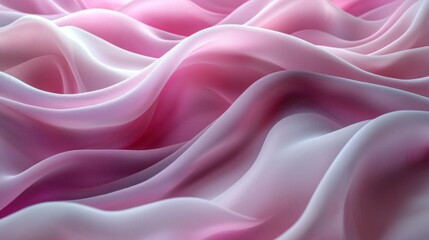Fototapeta premium Abstract Waves Pink and White Fabric Flowing in Smooth, Elegant Background