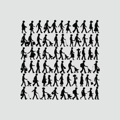 People family and parent silhouettes set, large pack of vector silhouette design, isolated white background and grapics set