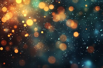 Enchanting christmas scene with blurred multicolored lights and snowflakes creating a festive mood