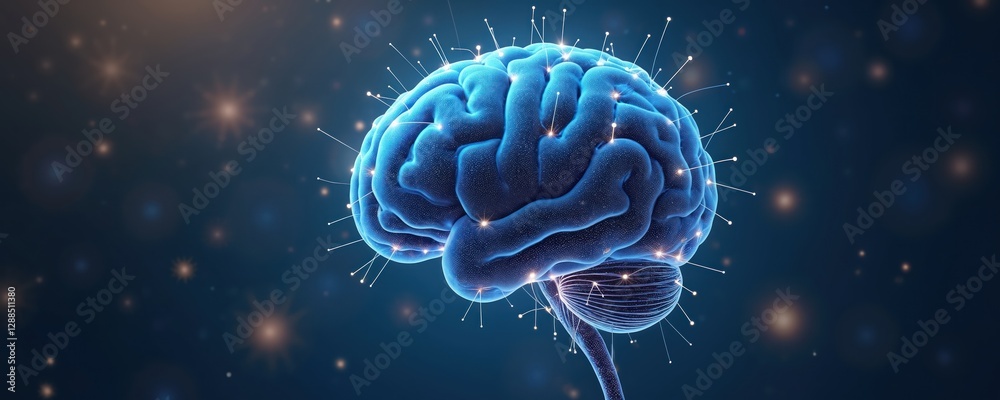Aufkleber human brain with neural network connections, artificial intelligence, technology concept. digital mi