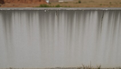 White-peeling textured panoramic view of an aged weathered cement wall