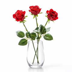 Fototapeta premium glass pots for rose flower, isolated white background.