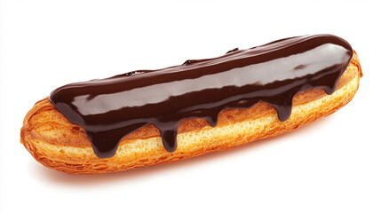 A classic French eclair with glossy chocolate glaze