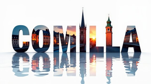 Comilla letters City, Word illustration, travel and tourism in Bangladesh Attraction Wall Gift Decoration