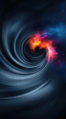 Obraz premium Abstract Cosmic Swirl: Captivating Galaxy, Nebula, and Black Hole Patterns in Mystical Space Photography.Minimalist Mobile Background 9:16