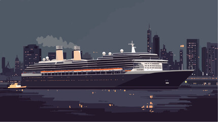 Fototapeta premium Illustration of a cruise ship. Large passenger ship.
