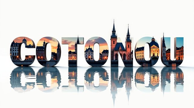 Cotonou letters City, Word illustration, travel and tourism in Benin Attraction Wall Gift Decoration