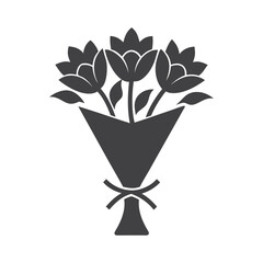 Flat floral bouquet icon. Flower bouquet silhouette. vector illustration