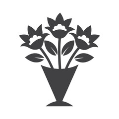 Flat floral bouquet icon. Flower bouquet silhouette. vector illustration