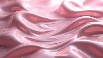 Smooth pink chrome surface abstract background. Liquid metal curves, flowing, futuristic style. Glossy silk fabric texture, fashionable elegance, glittering shine. Modern wallpaper design, aesthetic