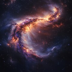 Obraz premium Vibrant Cosmic Nebula with Swirling Colors and Bright Stars