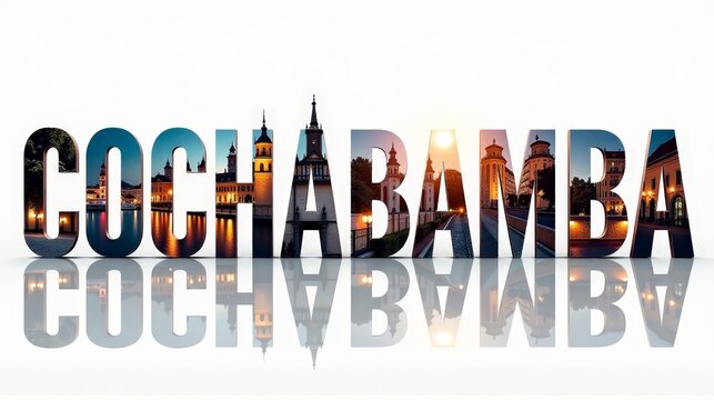 Cochabamba letters City, Word illustration, travel and tourism in Bolivia Attraction Wall Gift Decoration