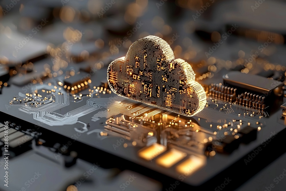 Poster the concept of cloud computing and data storage is illustrated by a 3d rendering of a digital blue c