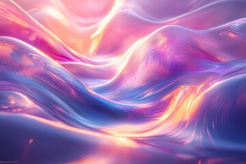 Obraz premium Abstract shimmering waves of iridescent color flow and glow with a fluid motion