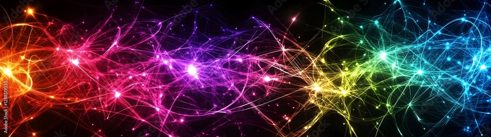 Aufkleber Vibrant colorful rays of light creating a dynamic and energetic abstract digital background with a futuristic mystical and captivating atmosphere  The image is full of motion energy
