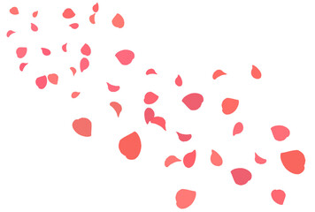 風に舞うバラの花びらのイラスト素材　赤