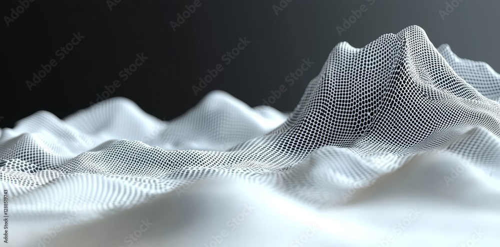 Poster a digital representation of abstract blue plexus connection dots is set against a technology isolate