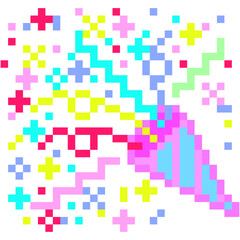 お祝いのクラッカーのカラフルなドット絵アイコン