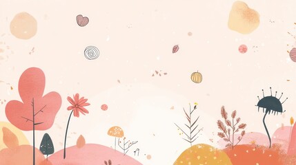 Whimsical Autumn Landscape: A Pastel Dream