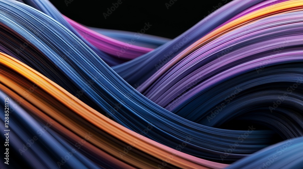 Poster a vibrant gradient design element featuring an abstract 3d render of a twisted wave in motion with i