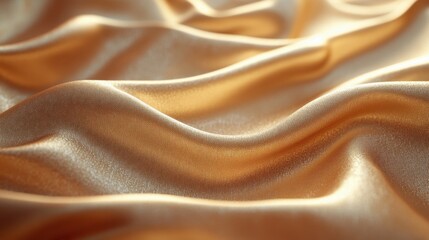 Obraz premium Close-up of shimmering golden silk fabric with soft folds and gentle light reflections, creating a luxurious feel