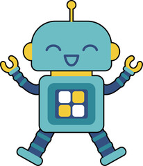 かわいいロボットのキャラクター　飛び跳ねる