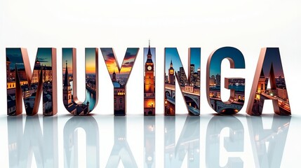 Muyinga letters City, Word illustration, travel and tourism in Burundi Attraction Wall Gift Decoration