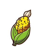 Fototapeta premium とうもろこし キャラクター ゆるかわ 透過png