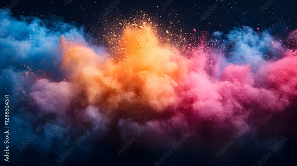 Poster Vibrant Explosion of Color and Light A Captivating Pyrotechnic Spectacle Bursting with Energy Intensity and Dazzling Visuals  An Abstract