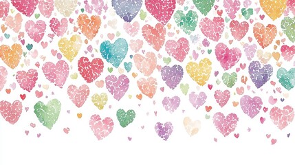 Watercolor Heart Border with Rainbow Colors for Valentine's Day Design