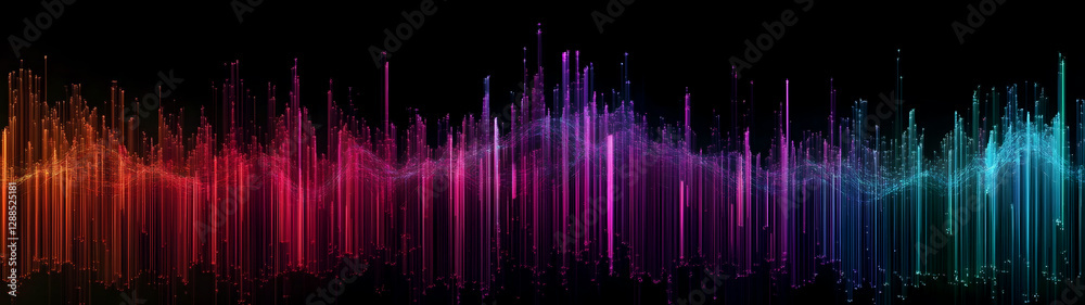 Leinwandbilder vibrant neon waves of pulsing energy and luminous lights flowing through a futuristic digital landsc