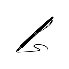 A writing pen icon silhouette on white background
