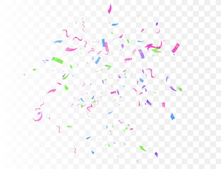 Celebration background with confetti and ribbons. Vector illustration.