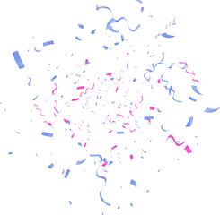 Celebration background with confetti and ribbons. Vector illustration.